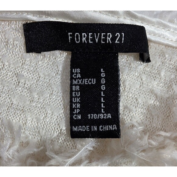 Forever 21 Cropped Fluffy Shag Style Cream Sweater Pullover Women's Size L - Picture 6 of 15